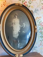 ANTIQUE CURVED GLASS PICTURE FRAME