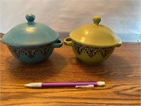 PAIR OF STOKES COVERED BOWLS