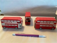 3 RED ROSE TEA/COFFEE CARDBOARD BUSES