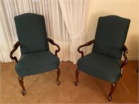 PAIR OF LOVELY DEEP GREEN ARM CHAIRS