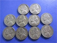 10 Wartime Nickels-1942-'45(only made 4 yrs)