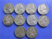 10 Wartime Nickels-1942-'45(only made 4 yrs)
