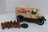 Vintage Cast Iron Coca Cola Truck w/sm. Barrels