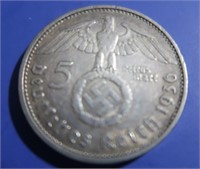 1936 German Silver Coin w/Swastika