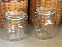 Set of 2 Clear Fidenza Italy Canister Jars
