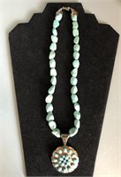 18in Sterling Silver Necklace w/Turquoise Beads