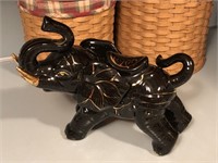 Ceramic Black with Gold Good Luck Elephant