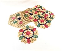 Lot of 6 Flower Bamboo Hot Pads Trivets