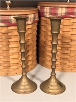 One Pair Sculpted Brass Candle Sticks