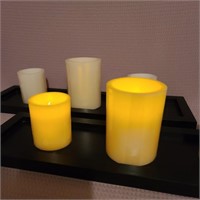 Flickering Candles With Wooden Base