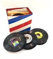Lot of 65 - 45 RPM Records and Vinyl Case