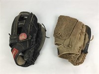 2 Well Worn Baseball Gloves