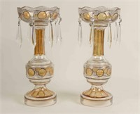 A Pair of Clear and Iridescent Mantle Lusters