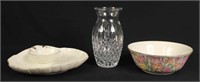 Three Pieces of Lenox, Bowls & Crystal Vase