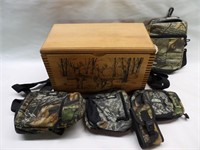 Wood Ammo Box w/ Fieldline Camo Hunting Cases