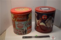 2 - Coca-Cola Popcorn Tins (1 Still Full)