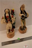 2 - Handmade Wooden Dolls