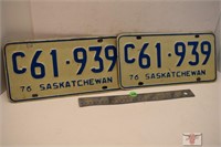 Set of 1976 Sask Lic Plates