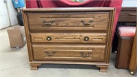 Wooden three drawer dresser 40x19x31 inches