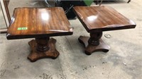 Two wooden side tables. 
Measures 19x19x17