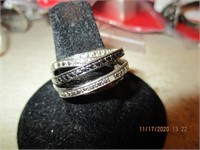 Costume Black & Clear Stone Cocktail Ring