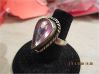 925 Silver Teardrop Clear Stone Ring-6.3 g