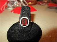 Sterling Ruby & Accent Stone Ring Signed EJ-3.1g