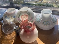 5 old glass lamp shades