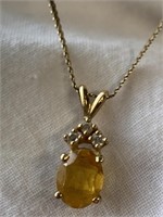 14k Gold Necklace w/ Golden Topaz Gemstone