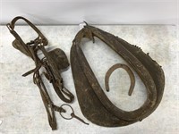 Vintage Horse Collar, Blinders, Horseshoe