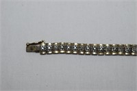 Sterling Silver Bracelet w/ Gold Overlay & Diamond