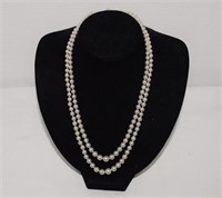 Double Strand Pearl Necklace w/ Sterling Silver