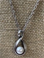 James Avery Sterling Silver Necklace w/ Pearl -