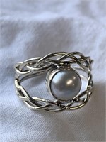 Sterling Silver Ring w/ Pearl Sz 8.5