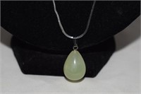 Sterling Silver Chain w/ Light Green Teardrop