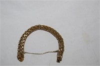 Unusual Vtg 14K GF Link Bracelet w/ Chain Guard