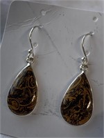 Sterling Silver Earrings w/ Coquina Fossil Jasper