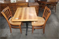 Two Toned Wood Breakfast Nook Table & 2 Chairs