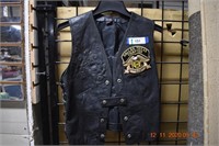 Ladies Leather Vest w/Great Harley Patches