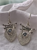 Sterling Silver Earrings w/ Blue Stones
