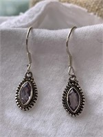 Sterling Silver Earrings w/ Purple Stones