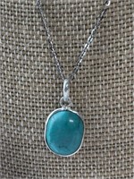 Sterling Silver Necklace w/ Blue Stone