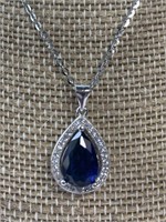 Sterling Silver Necklace w/ Blue Stone