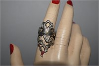 Unusual Sterling Silver Ring Size 6-1/2