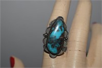 Sterling Silver Ring w/ Turquoise Size 7-1/4