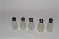 Set of Five Individual Salts w/ Sterling Silver