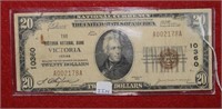 1929 $20 National Currency Victoria, Texas
