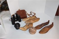 Several Wood Shoe Stretchers & 7 x 50 Binoculars