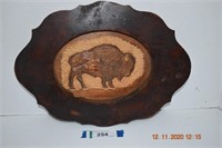 Hand Carved Buffalo in Frame
