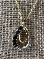 Sterling Silver Necklace w/ Sapphires -